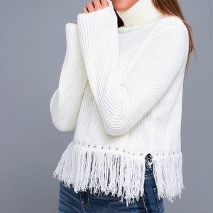 Size Large ~ Freethinker Cream Fringe Cropped Sweater~ From lulus. NWT